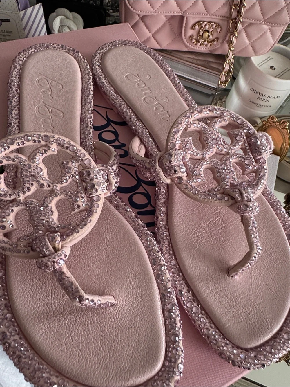 Tory Burch Blush Crystal-Embellished Miller Sandals